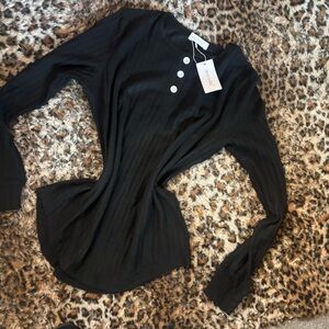 Monrow Black Button Down Shirt